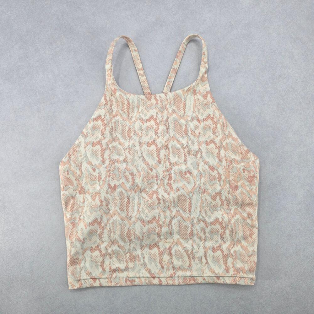 Old Navy Active Powersoft Cream Animal Crop Sports Bra Swim Top XS Extra Small